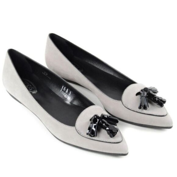 LIFETRIDE SIMPLY SUEDE TASSEL EMBELLISHMENTS POINTED TOE WOMEN"S FLAT - Picture 1 of 15